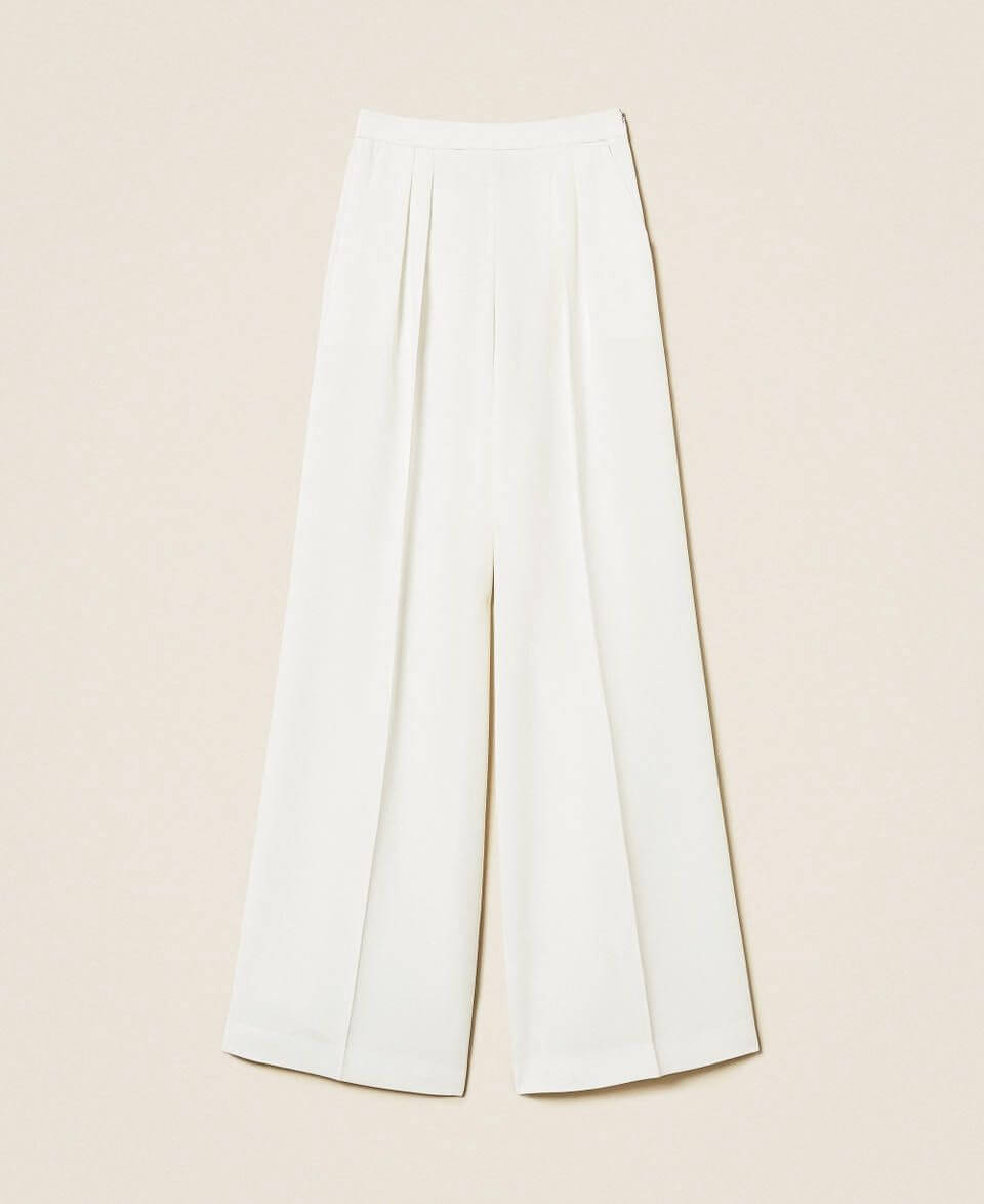 Wide leg crêpe trousers