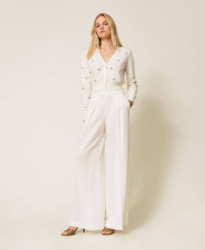 Wide leg crêpe trousers