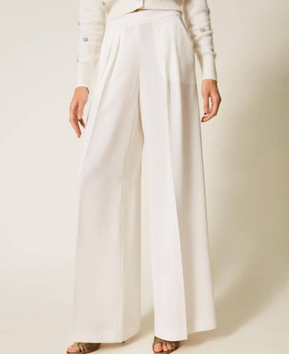 Wide leg crêpe trousers