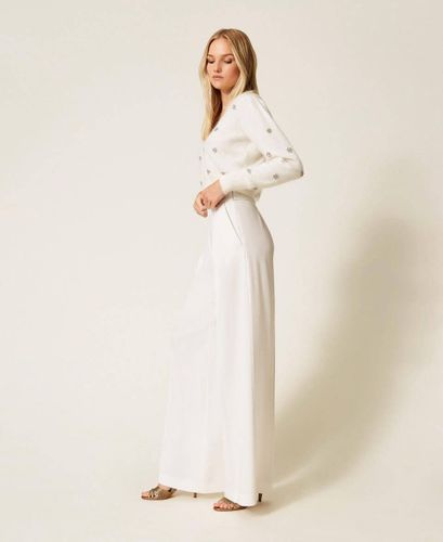 Wide leg crêpe trousers