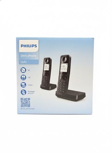 טלפון אלחוטי 2 שלוחות Philips פיליפס דגם D2702B 