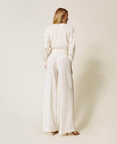 Wide leg crêpe trousers