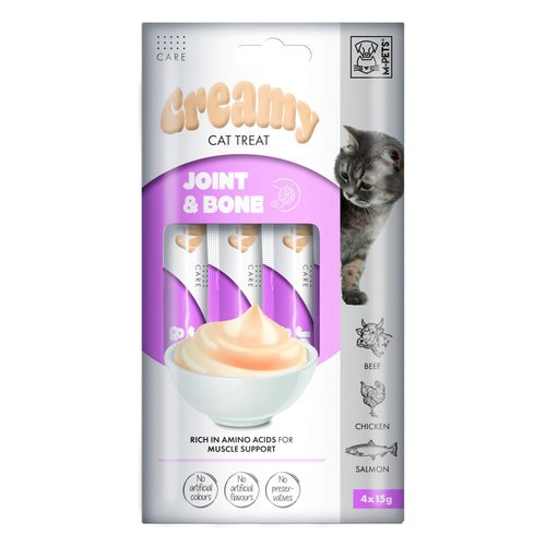 שלוק קרמי לחתול לטיפול במפרקים ועצמות בקר עוף וסלמון 60 גר אמפט