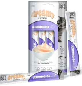 שלוק קרמי לחתול לטיפול במפרקים למבוגרים ברווז טונה סלמון 60 גר אמפט