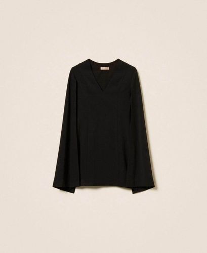 Short crêpe cape dress