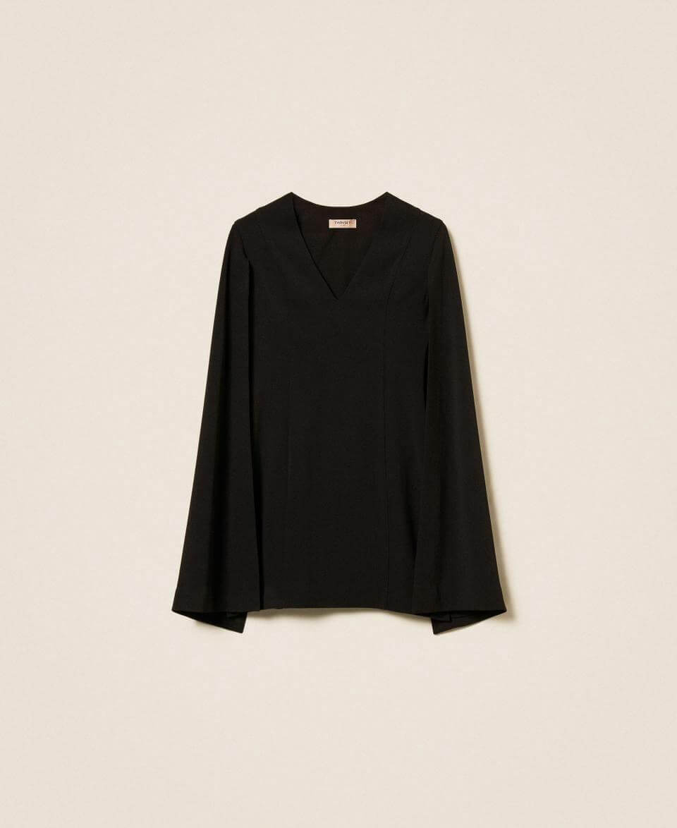 Short crêpe cape dress