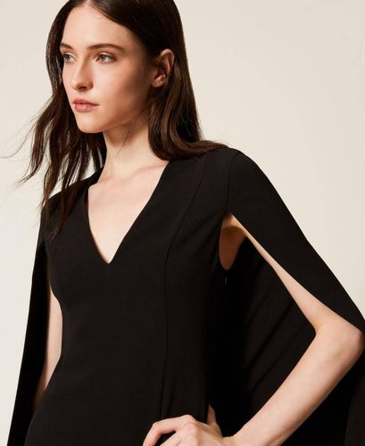 Short crêpe cape dress