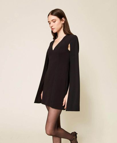 Short crêpe cape dress