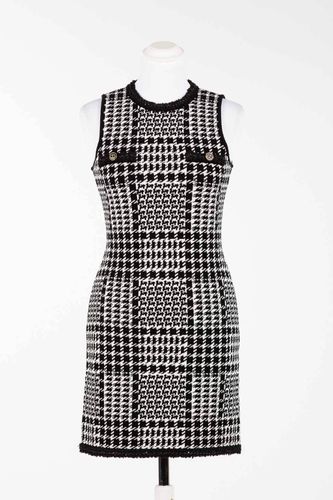 KNITTED DRESS SNOW BLACK CHECK  