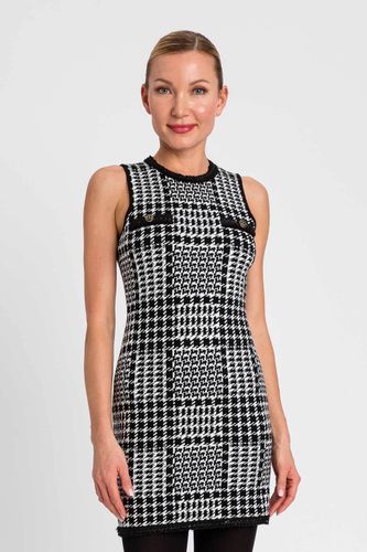 KNITTED DRESS SNOW BLACK CHECK  