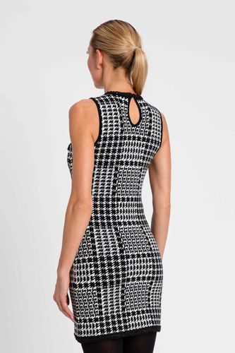 KNITTED DRESS SNOW BLACK CHECK  