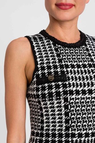 KNITTED DRESS SNOW BLACK CHECK  