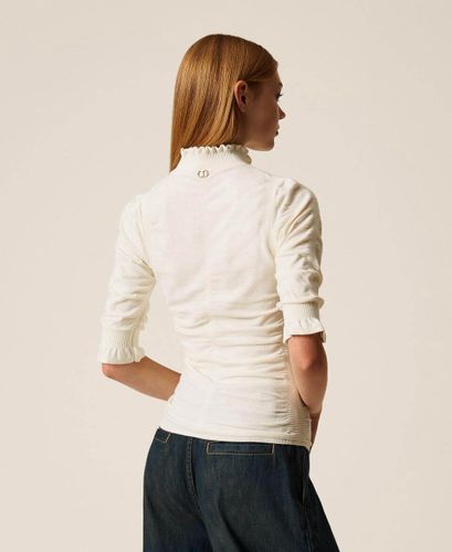 Gathered turtle neck jumper