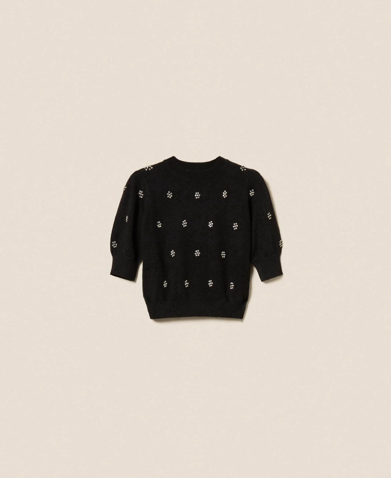 Angora blend jumper with embroidery - color classic blue