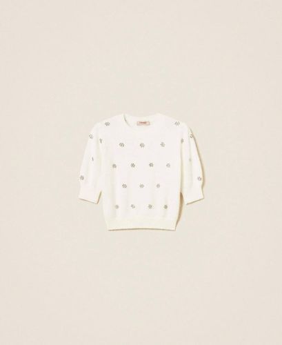 Angora blend jumper with embroidery 