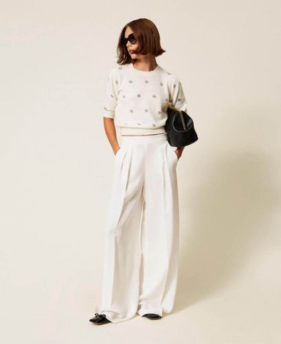 Angora blend jumper with embroidery 