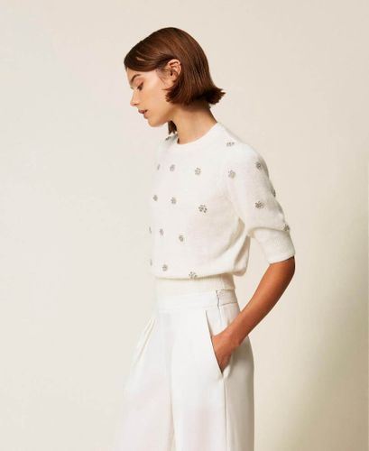 Angora blend jumper with embroidery 