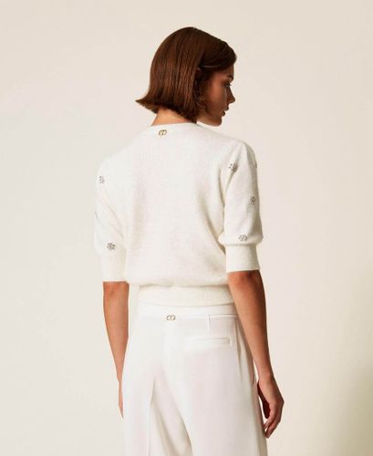 Angora blend jumper with embroidery 