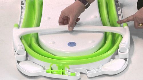 אמבטיה מתקפלת לתינוק עם מד טמפרטורה ומונע החלקה - אפור