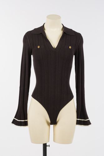 KNITTED BODY BICOLOR BLACK CHOCOLATE/SNOW