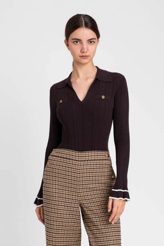 KNITTED BODY BICOLOR BLACK CHOCOLATE/SNOW