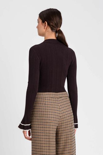KNITTED BODY BICOLOR BLACK CHOCOLATE/SNOW