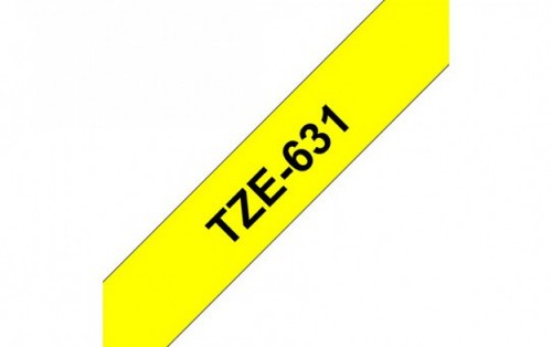 קלטת סרט למינציה פיטאץ שחור על צהוב דביק חזק TZc של 12 מ“מ (8 מטרים) TZc631 חליפי 