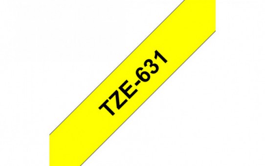 קלטת סרט למינציה פיטאץ שחור על צהוב דביק חזק TZc של 12 מ“מ (8 מטרים) TZc631 חליפי 