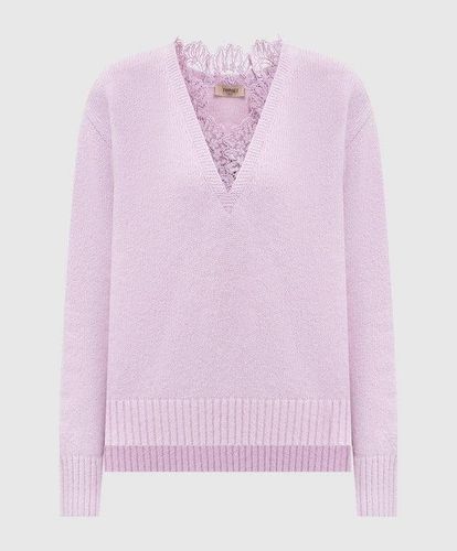 Angora blend jumper with lace