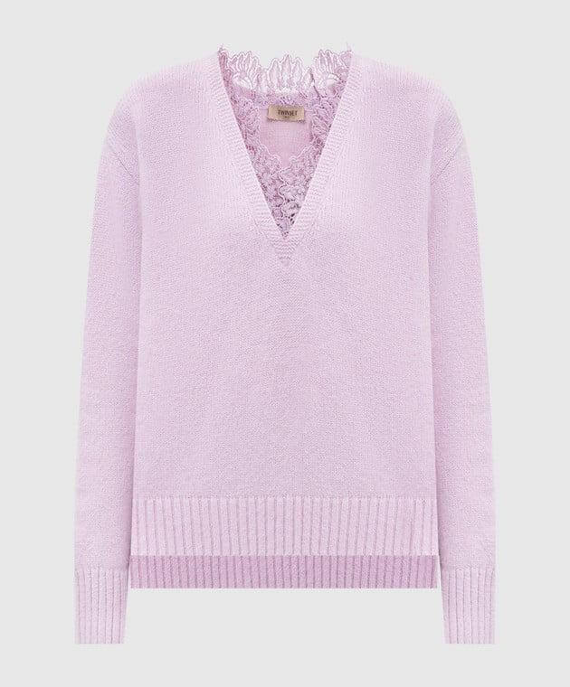 Angora blend jumper with lace
