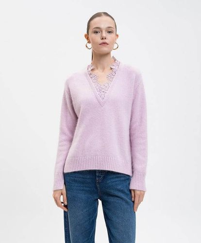 Angora blend jumper with lace