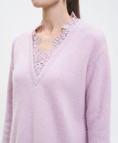 Angora blend jumper with lace