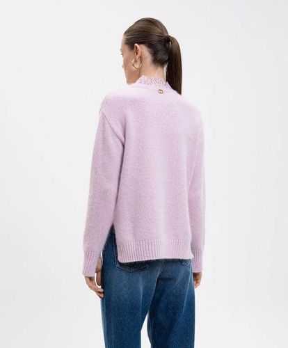 Angora blend jumper with lace
