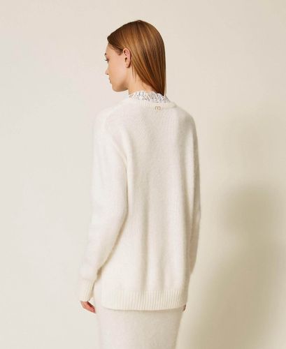 Angora blend jumper with lace