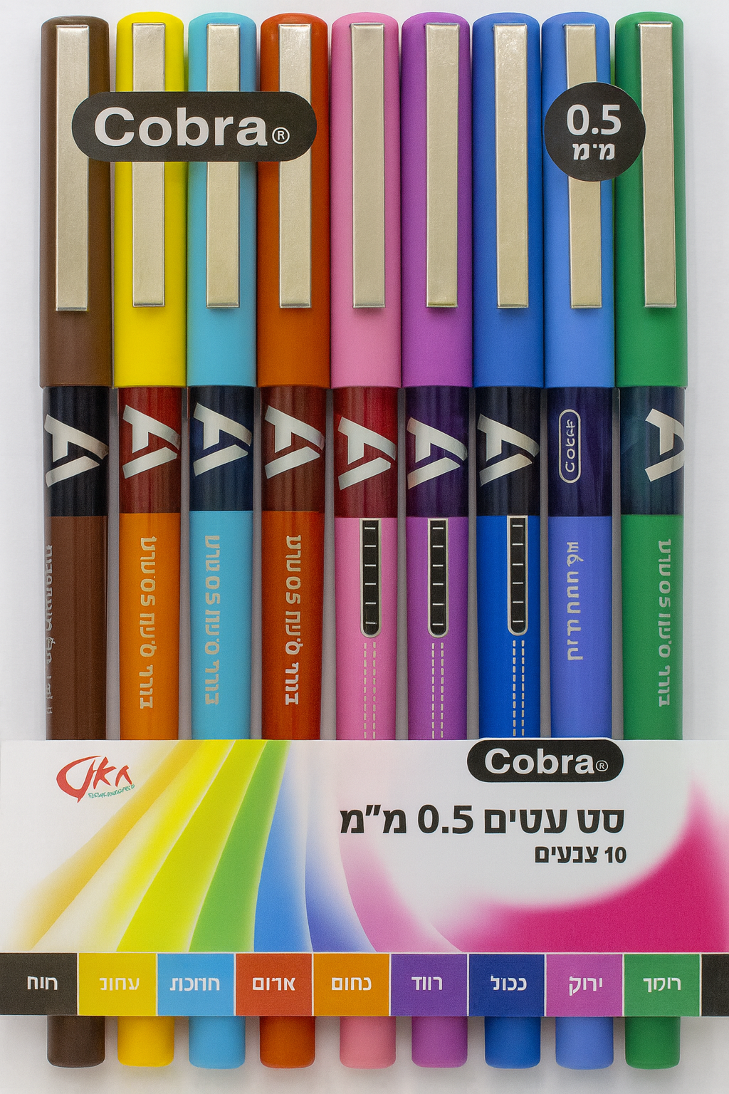 מארז סט עטים 10 צבעים cobra 0.5