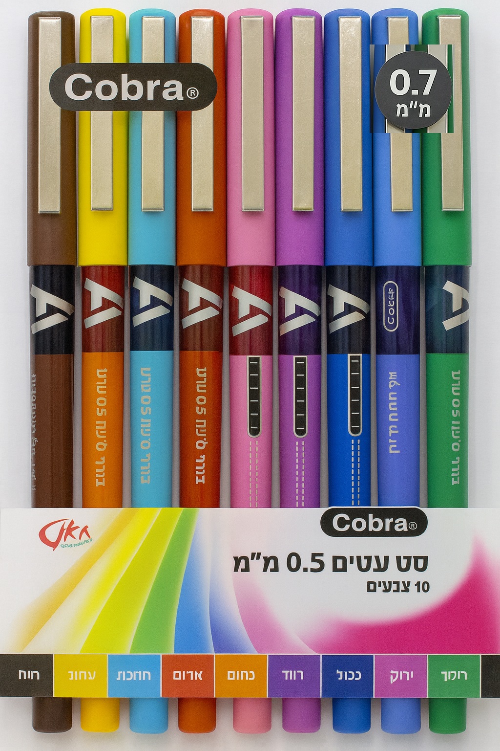 מארז סט עטים 10 צבעים cobra 0.7