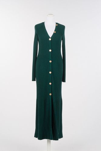 Long wool blend rib knit cardigan dress