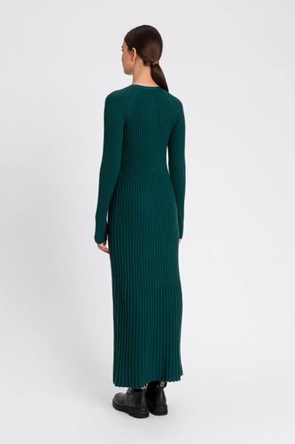 Long wool blend rib knit cardigan dress