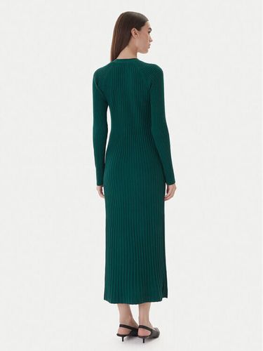 Long wool blend rib knit cardigan dress