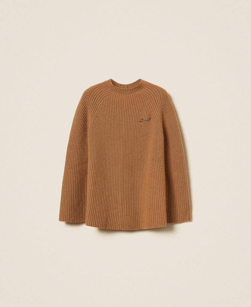 Wool blend cape jumper