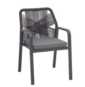 כיסא סיציליה מאלומיניום וראטן עם מושב מרופד