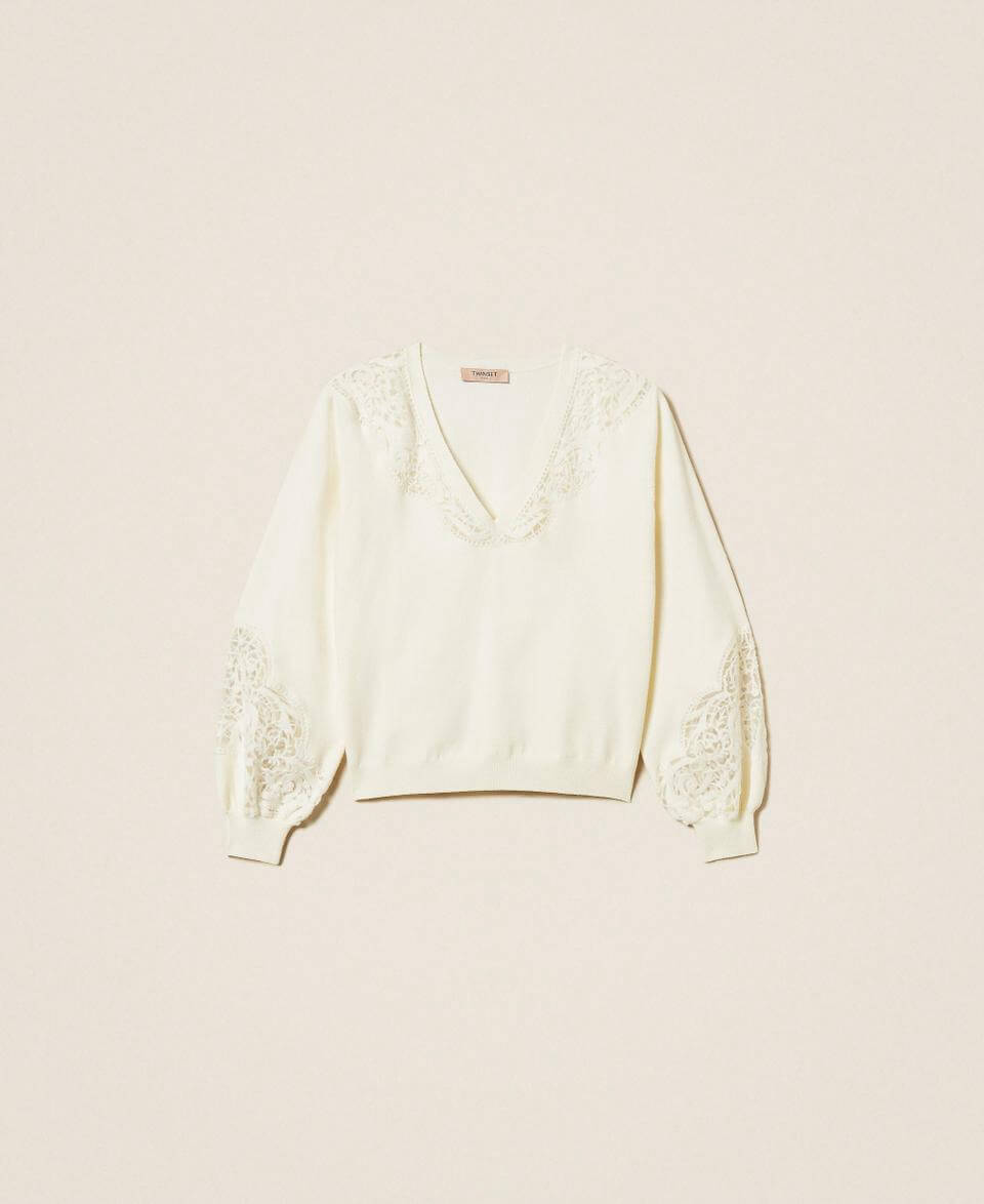 Jumper with embroidered inlays
