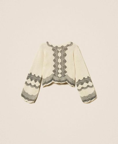Wool blend jumper with placed print
