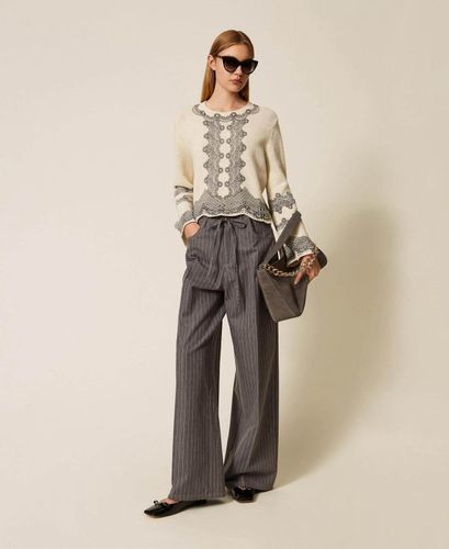 Wool blend jumper with placed print