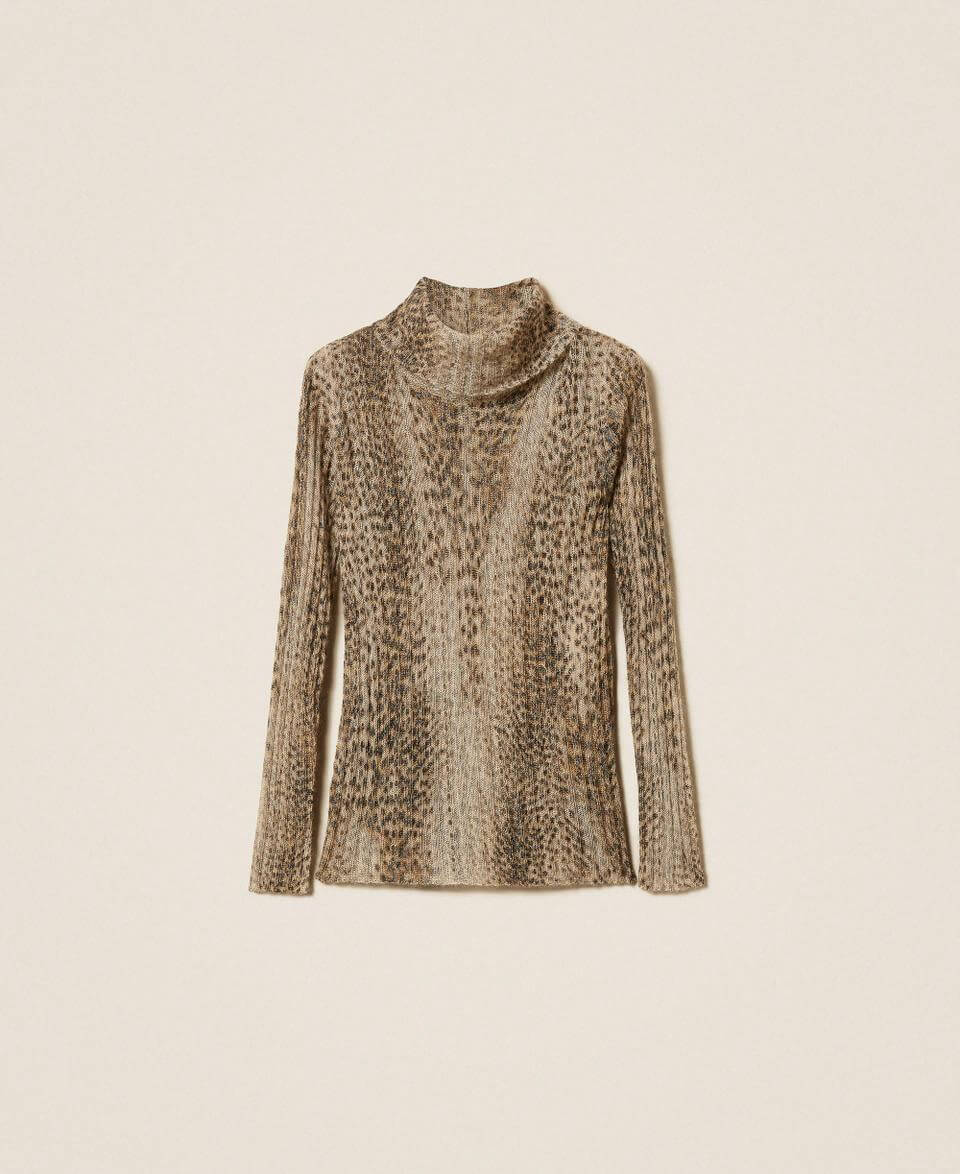 Mohair blend jumper with print