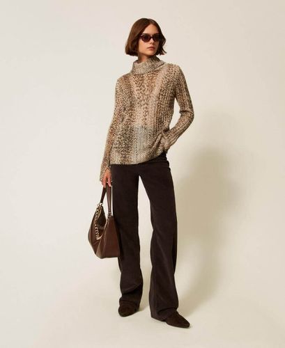 Mohair blend jumper with print