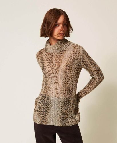 Mohair blend jumper with print