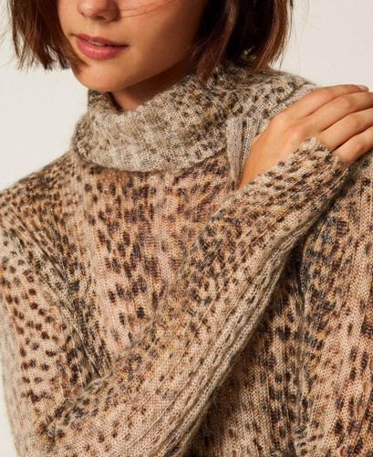 Mohair blend jumper with print