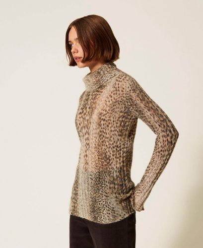 Mohair blend jumper with print