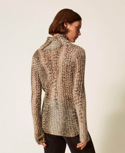 Mohair blend jumper with print